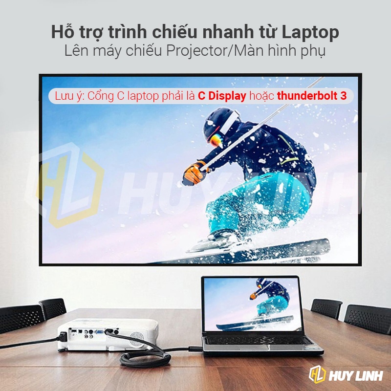 Dây Cáp Type C To DP DisplayPort 4K 60Hz Thunderbolt 3 Dài 1.8M HL151