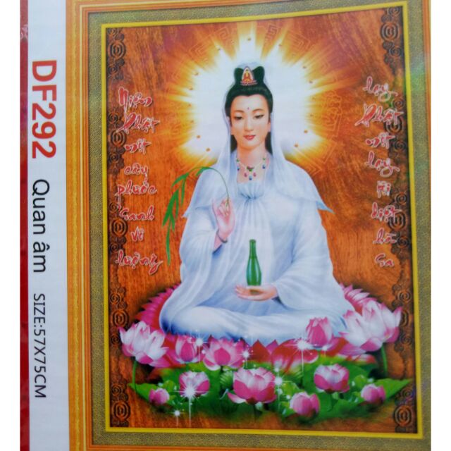 Tranh đính đá Quan Thế Âm Bồ Tát, ✅mã tranh VS151, ✅hãng tranh VENUS, ✅kích thước 57x75cm