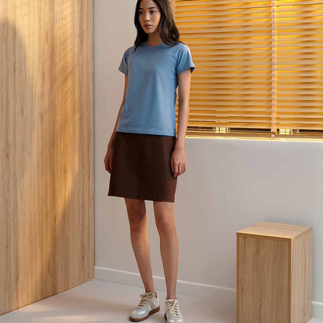 And Above - Áo thun cổ tròn nữ - Basic Tshirt -Màu Xanh