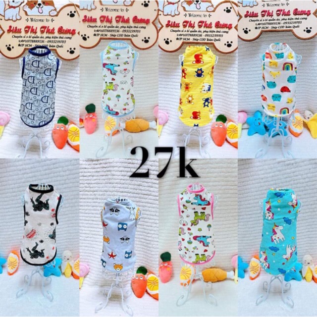 [Mã PET20K giảm 20K đơn 250K] Áo Ba lỗ Thun 4 chiều mát mẻ dành cho chó mèo ( P1)