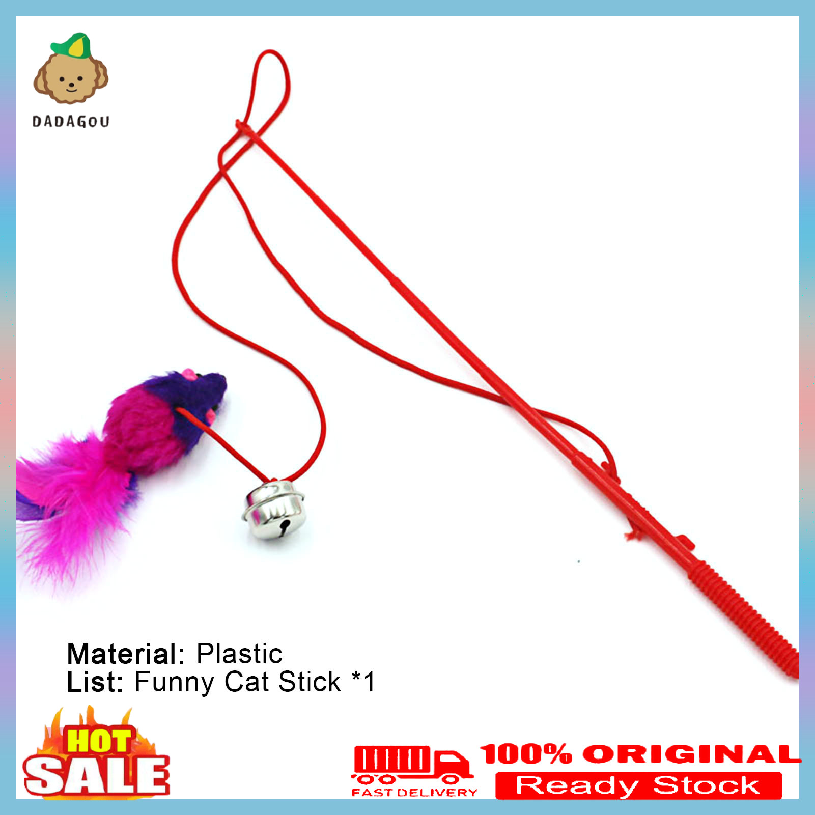 Teaser Stick Mouse Shape Interactive Plastic Cat Teaser Stick for Indoor