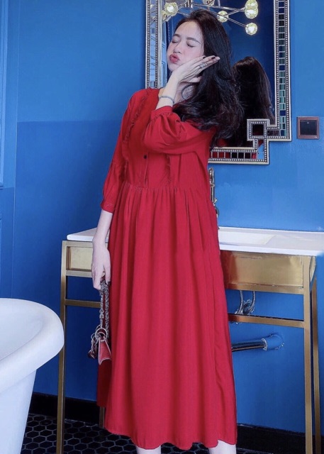 [HCM]Babydoll đỏ form dài