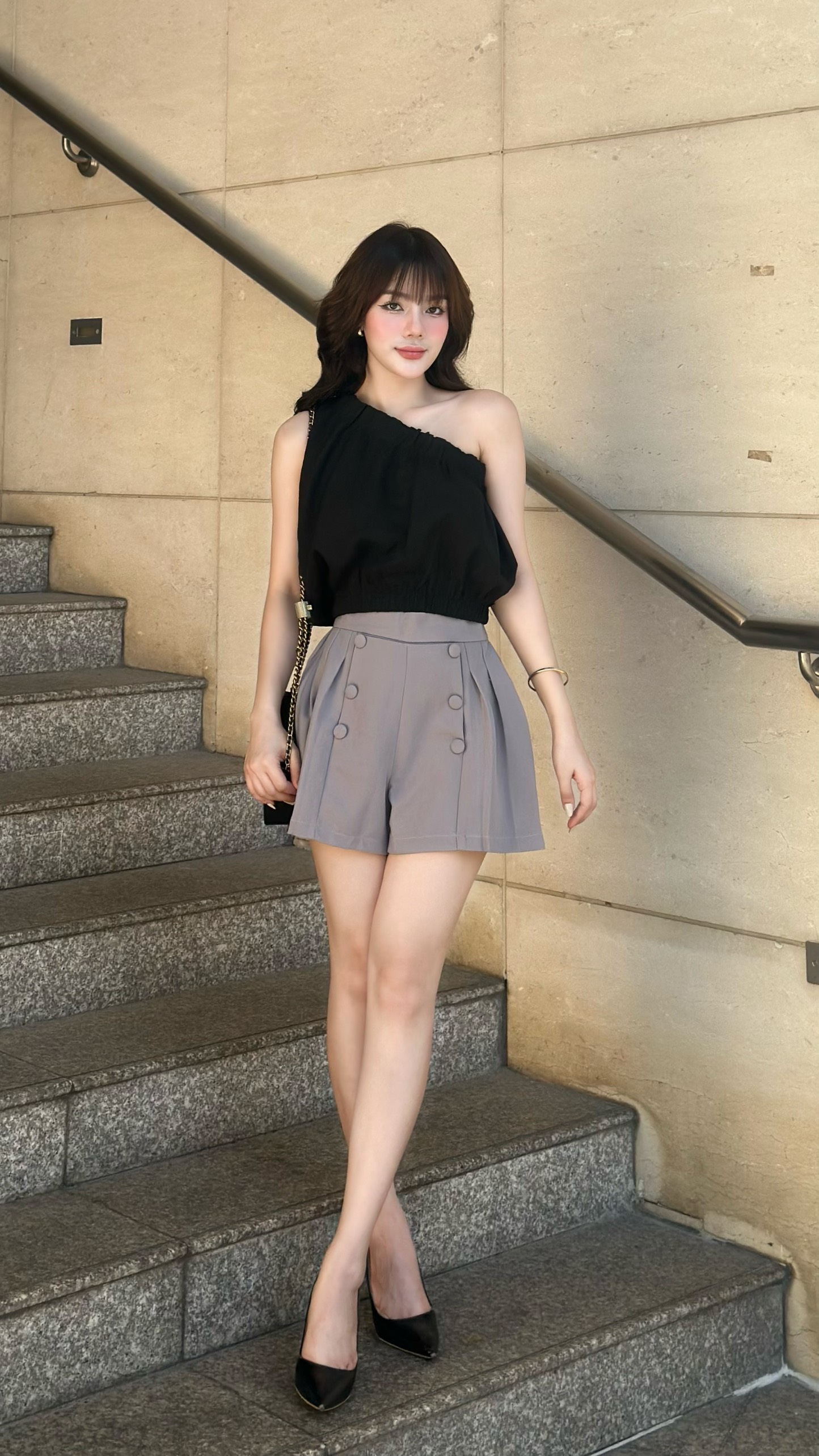 YU CHERRY | Quần nữ Double Button Pleated Short YQ009