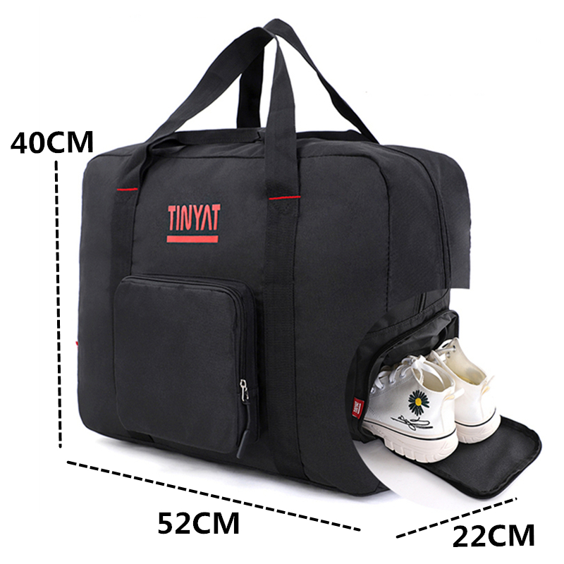 TINYAT Airlines Foldable Travel Duffel Bag Tote Carry on Luggage Sport Duffle Weekender Overnight for Women and Girls