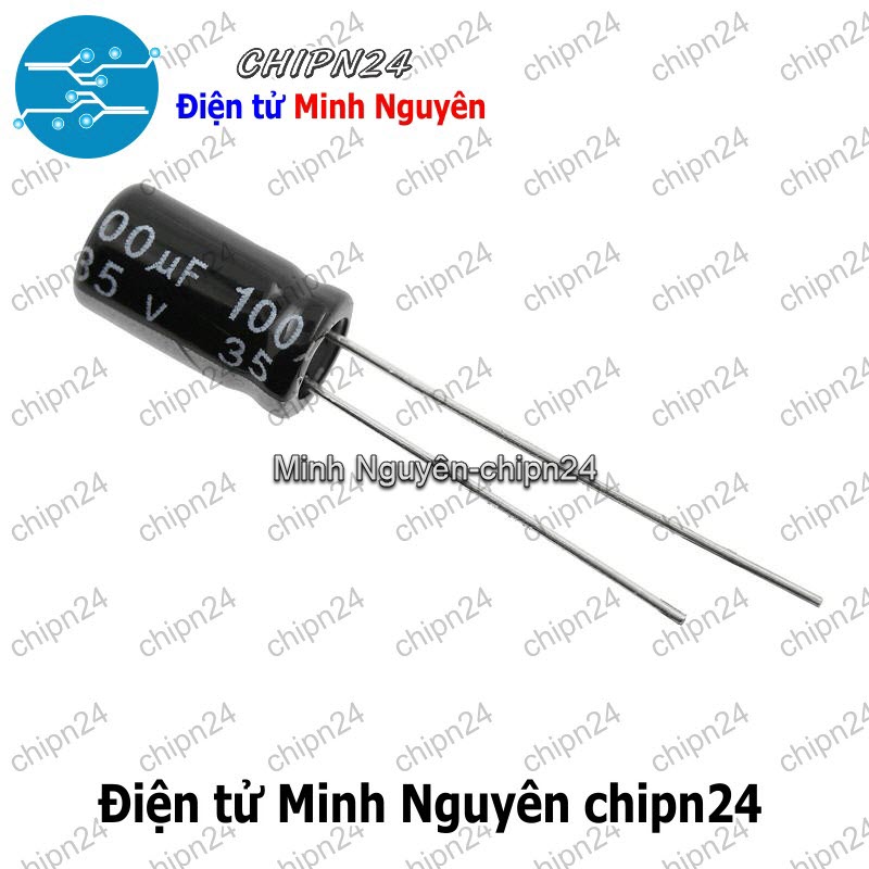 [10 con] (F253) Tụ hóa 100uF 35V Đen (6x11mm) - HH001936