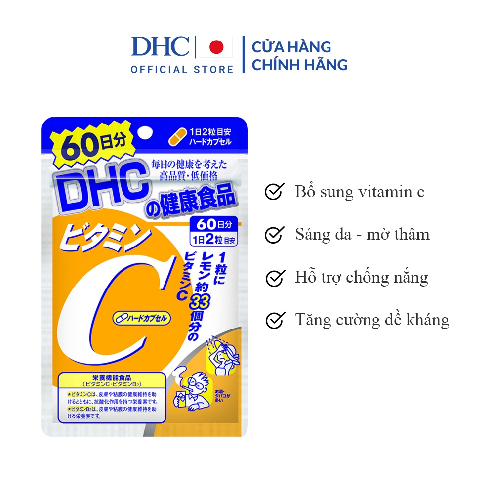Viên uống DHC Bổ Sung Vitamin C Nhật Bản giúp tăng cường đề kháng, giảm thâm & sáng da hiệu quả
