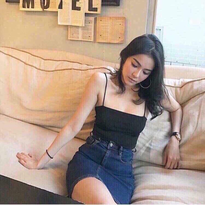Áo 2 dây croptop sợi bún, áo dây sợ bún