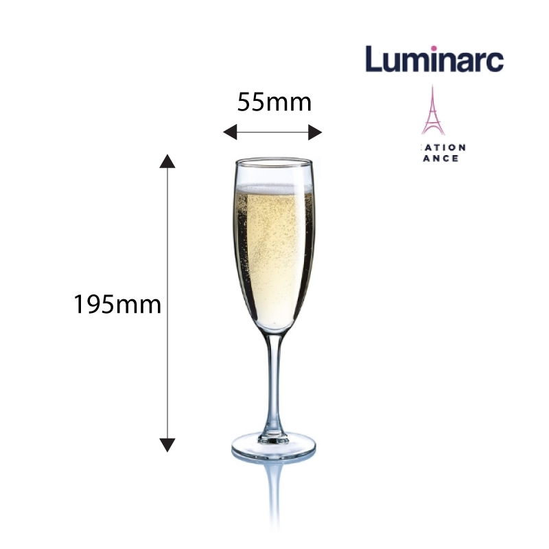 Bộ 6 Ly Champagne Thuỷ Tinh Luminarc Elegance 170ml - LUEL12063