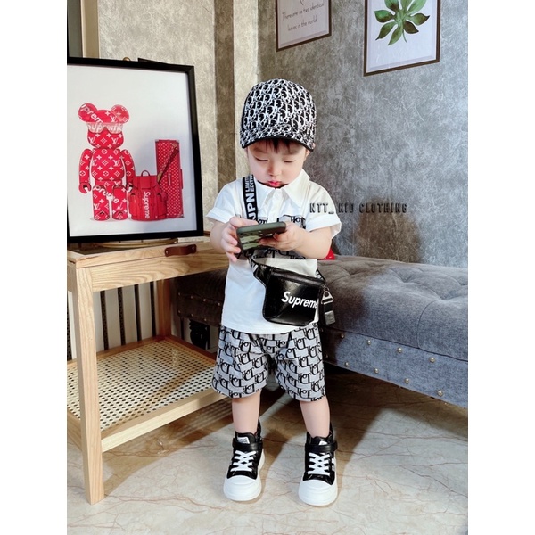 [SET BÉ TRAI] Bộ DIOR chất chơi kèm mũ cho bé trai