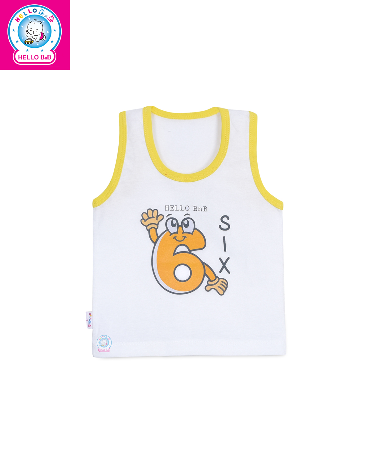 Áo 3 lỗ trắng HELLO BB AL0022 (Viền màu & Hình in ngẫu nhiên)