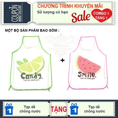 Tạp Dề Chắn Nước,Tạp Dề Pha Chế, Tạp Dề In Hoạt Hình Thỏ Gấu