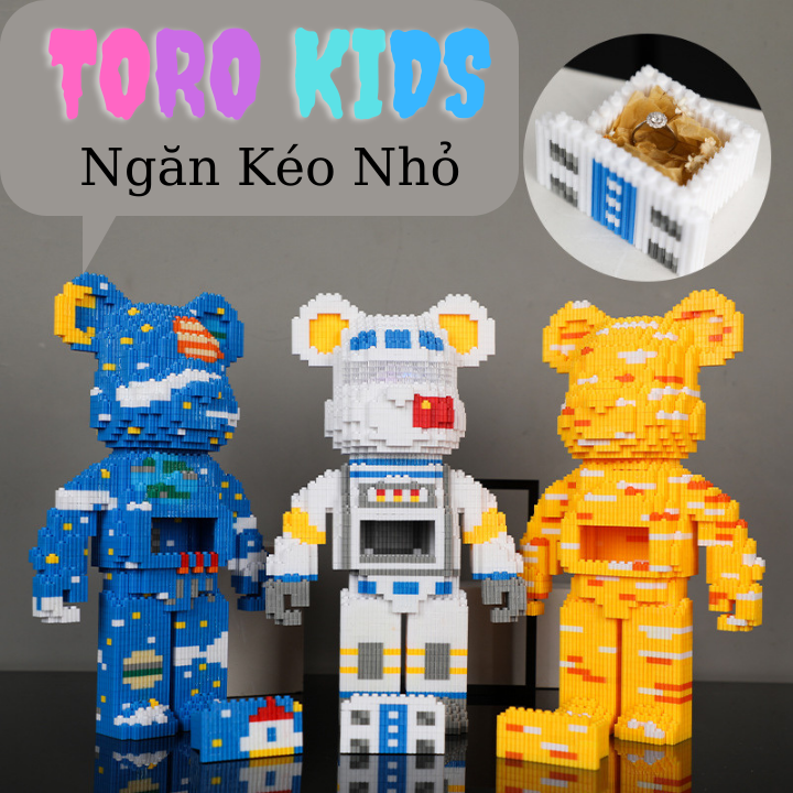 Mô hình lắp ráp gấu bearbrick cỡ lớn 36 cm, Đồ chơi lắp ráp
