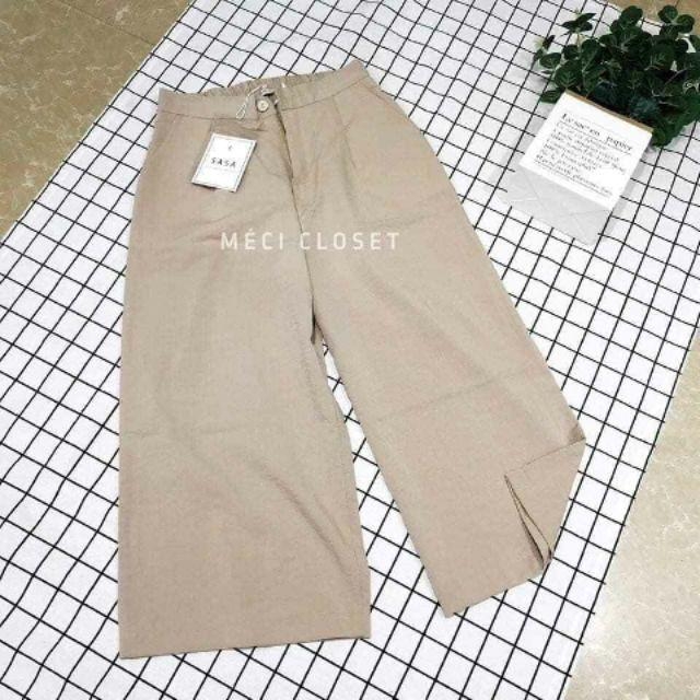 Quần culottes lửng khóa thật