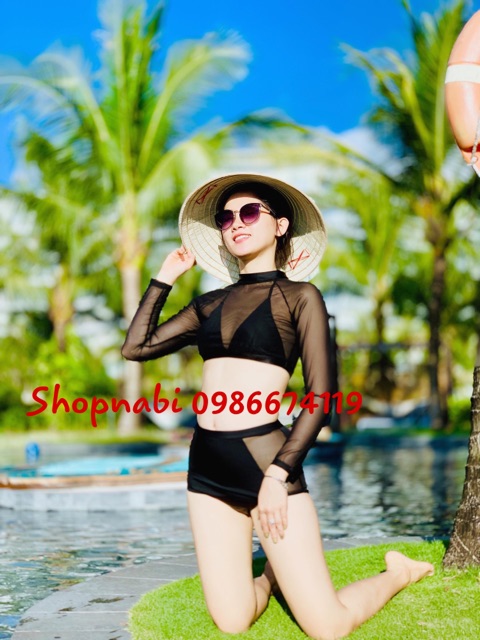 [HCM]Đồ bơi bikini tay dài phối lưới siêu hot