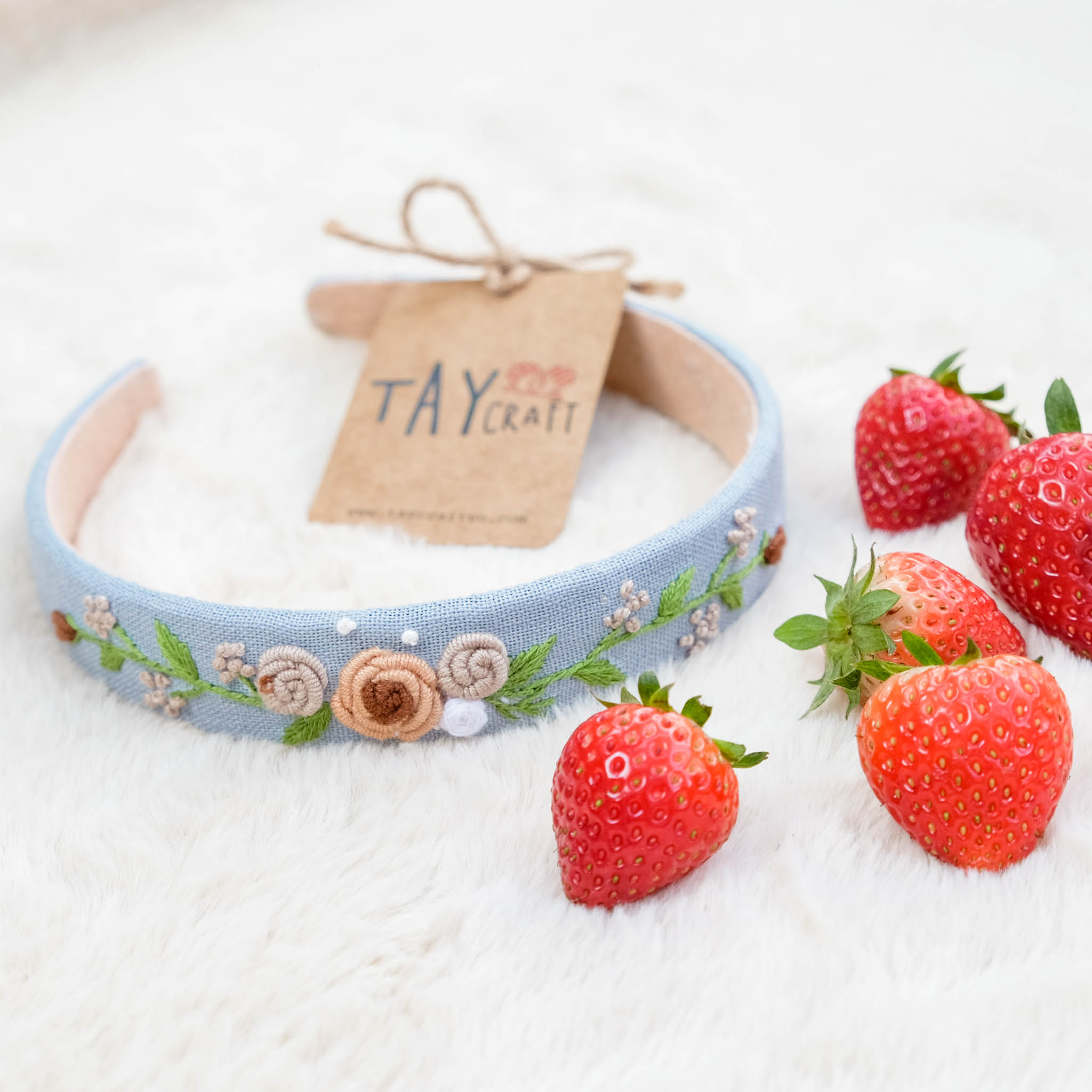 Handmade embroidery linen bandeau (2.5cm)
