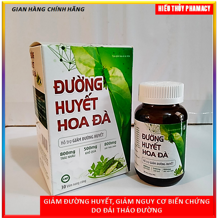 Chuẩn BYT  Viên uống tiểu đường ,Đường huyết Hoa Đà tuyp I, II giảm đường huyết và biến chứng tiểu đường - Đường Huyết Hoa Đà hộp 30 viên