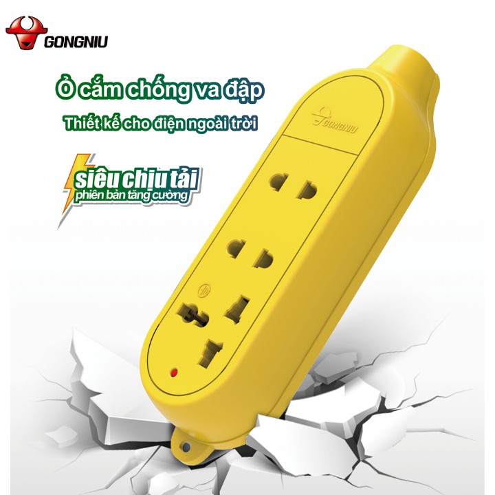Ổ cắm điện cao cấp công suất lớn 4000w GONGNIU, 3 ổ cắm đa năng chống cháy, chống vỡ, chống va đập, siêu chịu tải - Bảo hành 3 năm 1 đổi 1