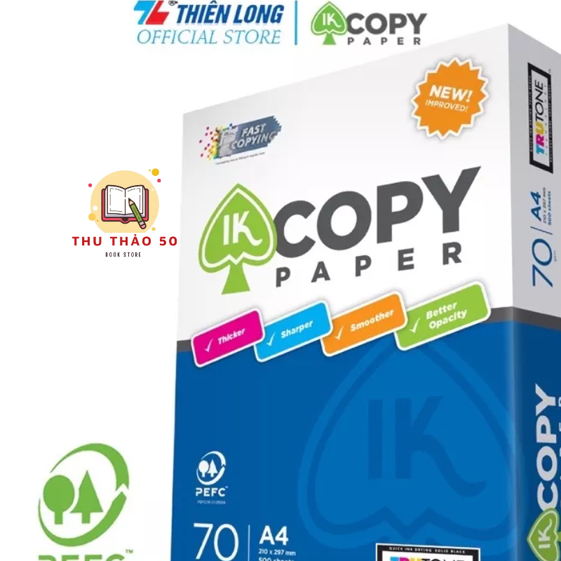 Giấy a4 ik copy 70gsm: 1 ream.