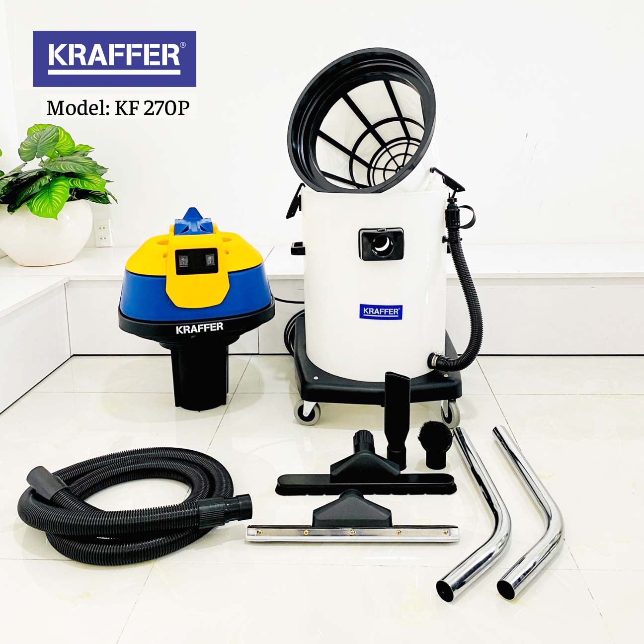 Máy hút bụi công nghiệp 3200w hút khô và ướt kraffer kf270p