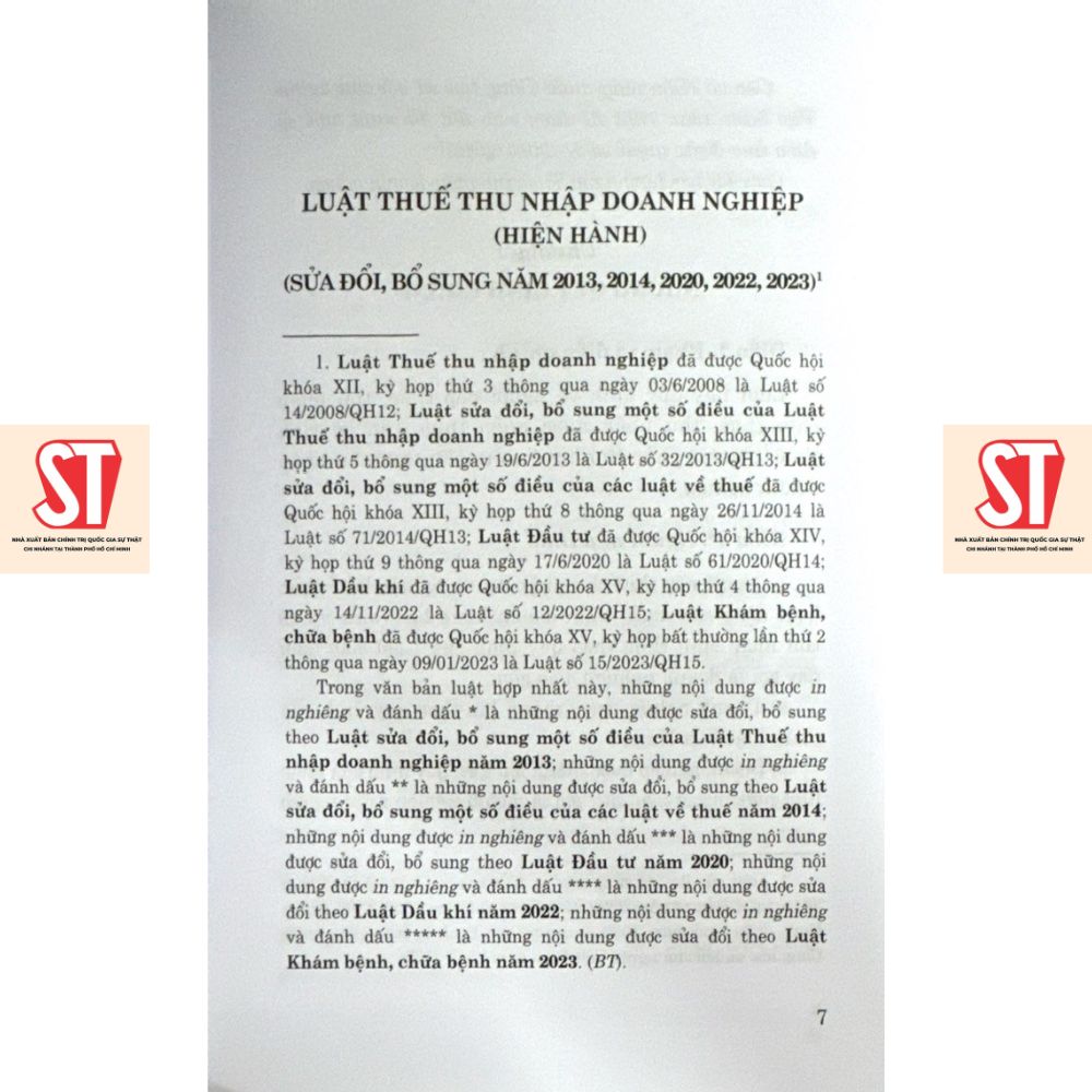 [Sách] Luật Thuế Thu Nhập Doanh Nghiệp (Hiện Hành - Sửa Đổi, Bổ Sung Năm 2013, 2014, 2020,2023)