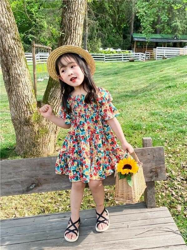 [ CÓ QUÀ TẶNG 💝] Đầm mẹ và bé hoa đỏ trễ vai