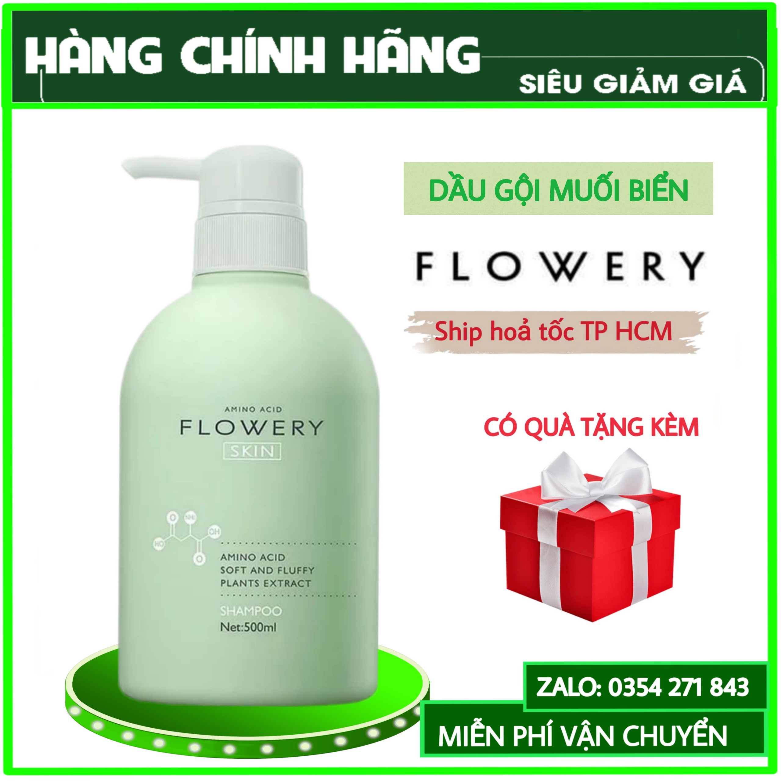 Dầu gội nước hoa muối biển Flowery 500ml