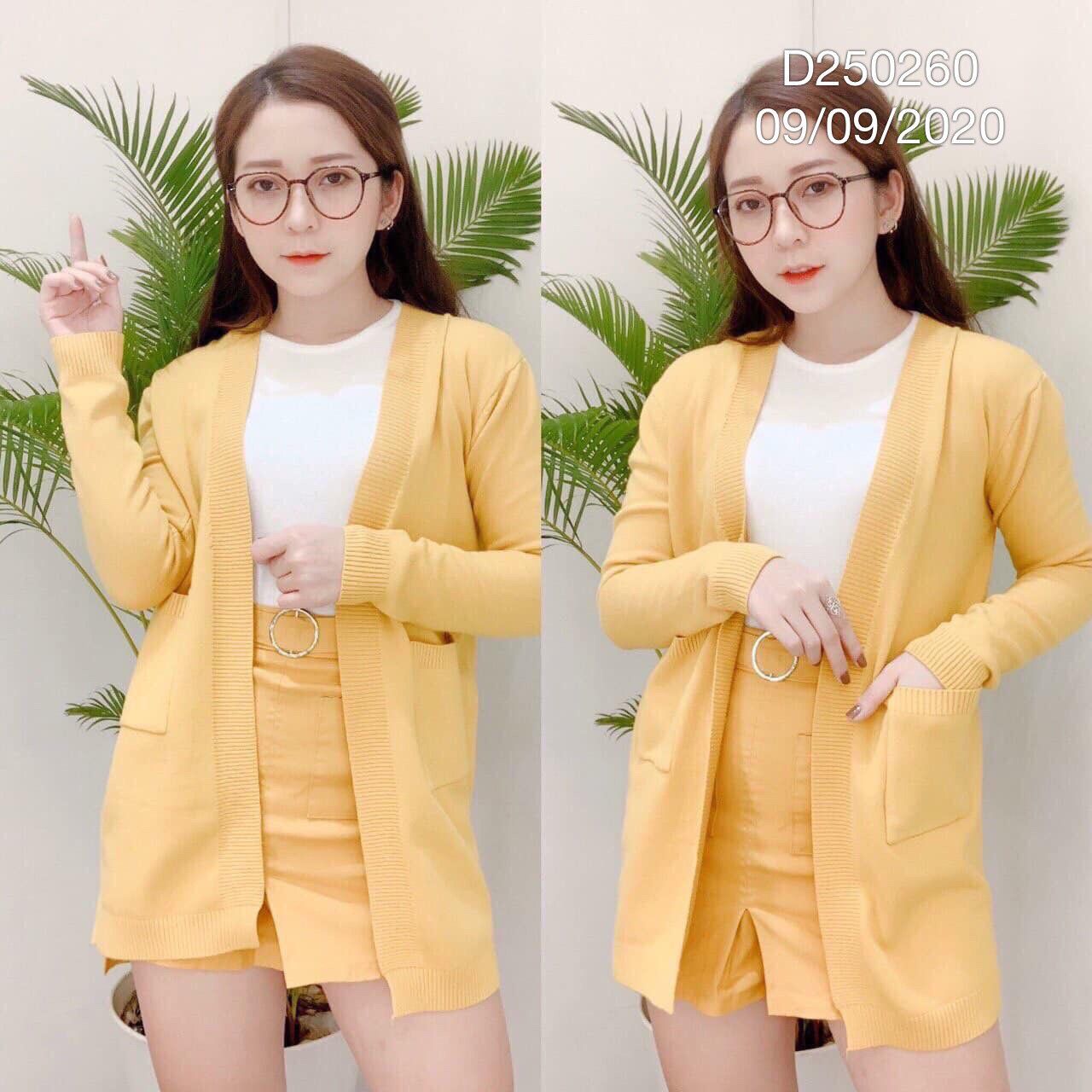 Áo khoác len nhung dán dài siêu phẩm