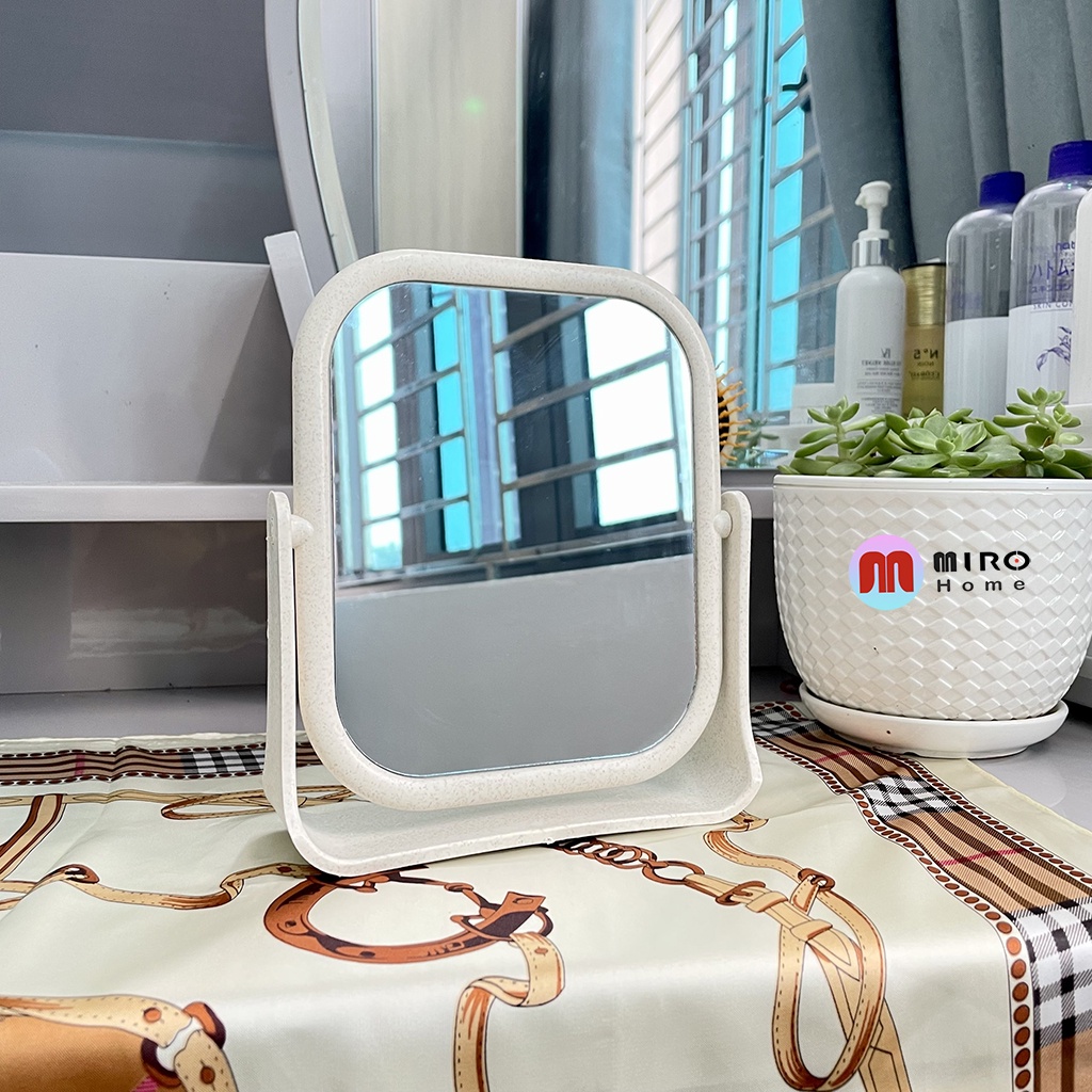 Gương lúa mạch trang điểm để bàn 2 mặt xoay 360 độ (Có sẵn HCM)