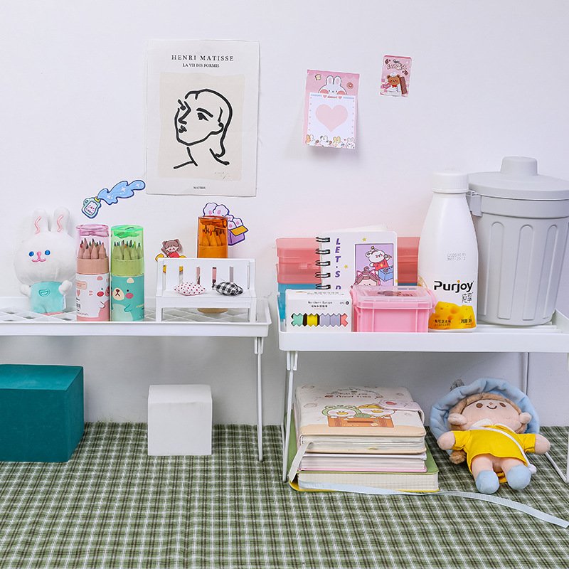 KỆ GIÁ ĐỂ ĐỒ DECOR TRÊN BÀN HỌC THÔNG MINH GẤP GỌN, DỄ VỆ SINH, CÓ 2 TẦNG, ĐỂ ĐỒ DÙNG HỌC TẬP, MỸ PHẨM,..