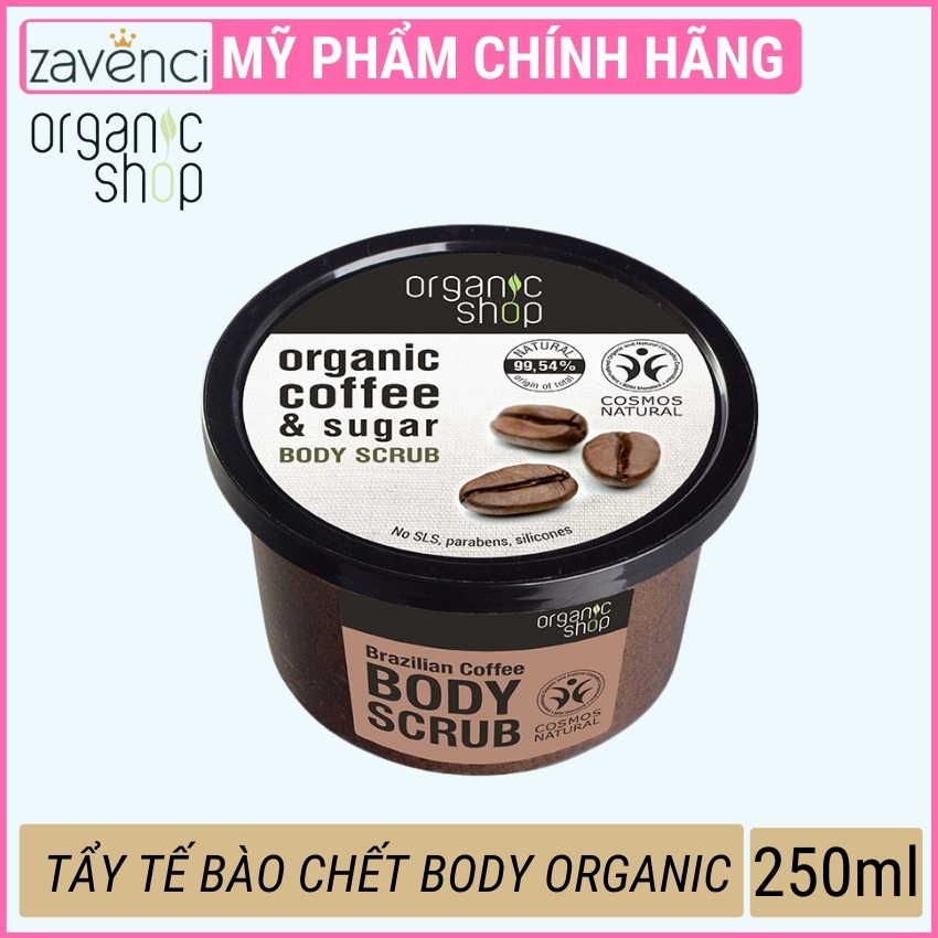 Tẩy tế bào chết Coffee organic zavenci muối tắm cà phê giúp tái tạo da và giúp da mềm mại đàn hồi da (250ml)
