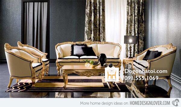 [HCM]Sofa Da Bò Phòng Khách Nhập Khẩu Cao Cấp Tân Cổ Điển SF415