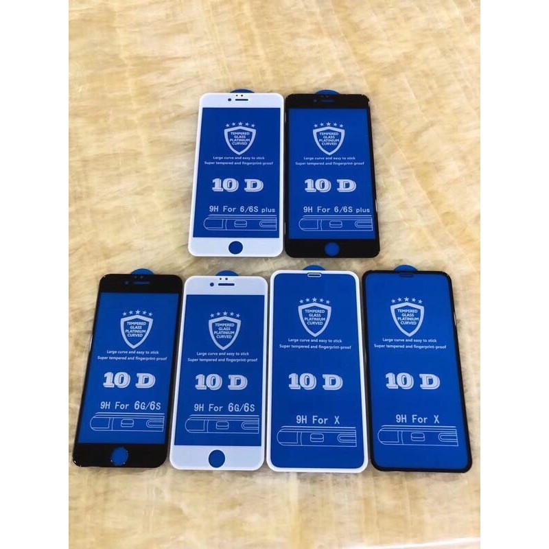 Cường Lực IP  Full màn 10D - Cường lực ip (tặng khách giấy lau Khô - Ướt)