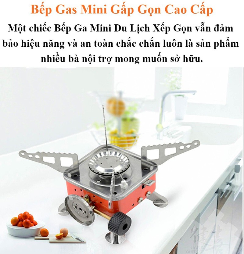 [HCM]Bếp Gas Mini Xếp Gọn Du Lịch Chống Cháy Nổ