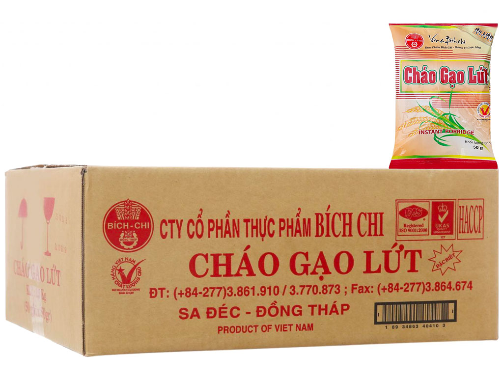 THÙNG CHÁO GẠO LỨT BÍCH CHI 50 GÓI