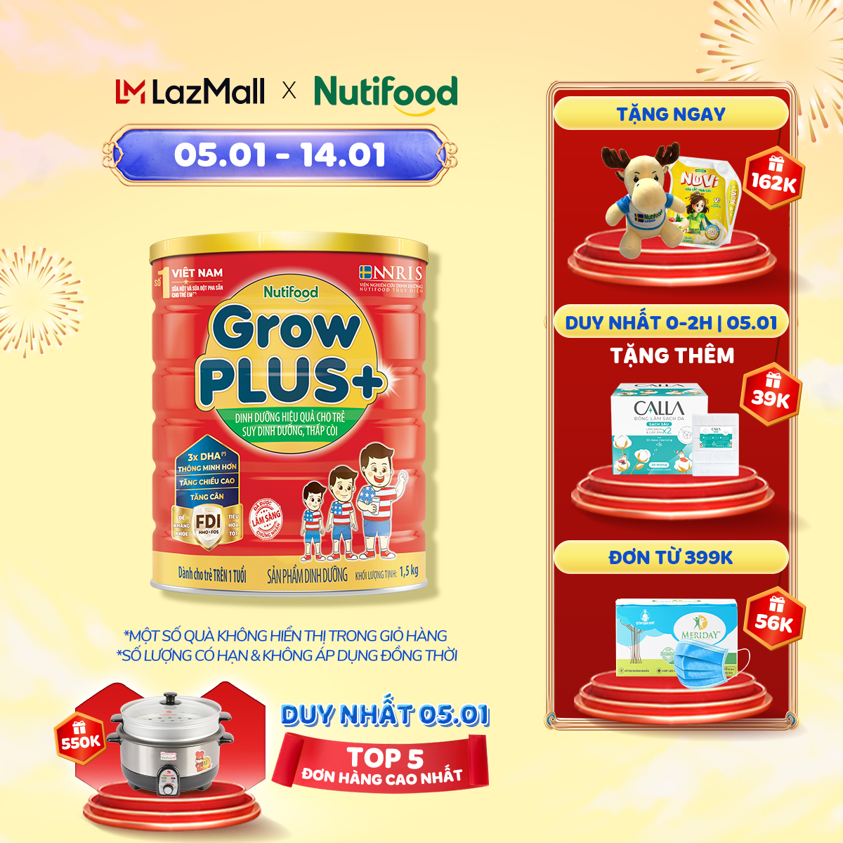 Sữa bột GrowPLUS+ suy dinh dưỡng trên 1 tuổi - Đạt danh hiệu sữa trẻ em số 1 Việt Nam (Lon 1.5kg)