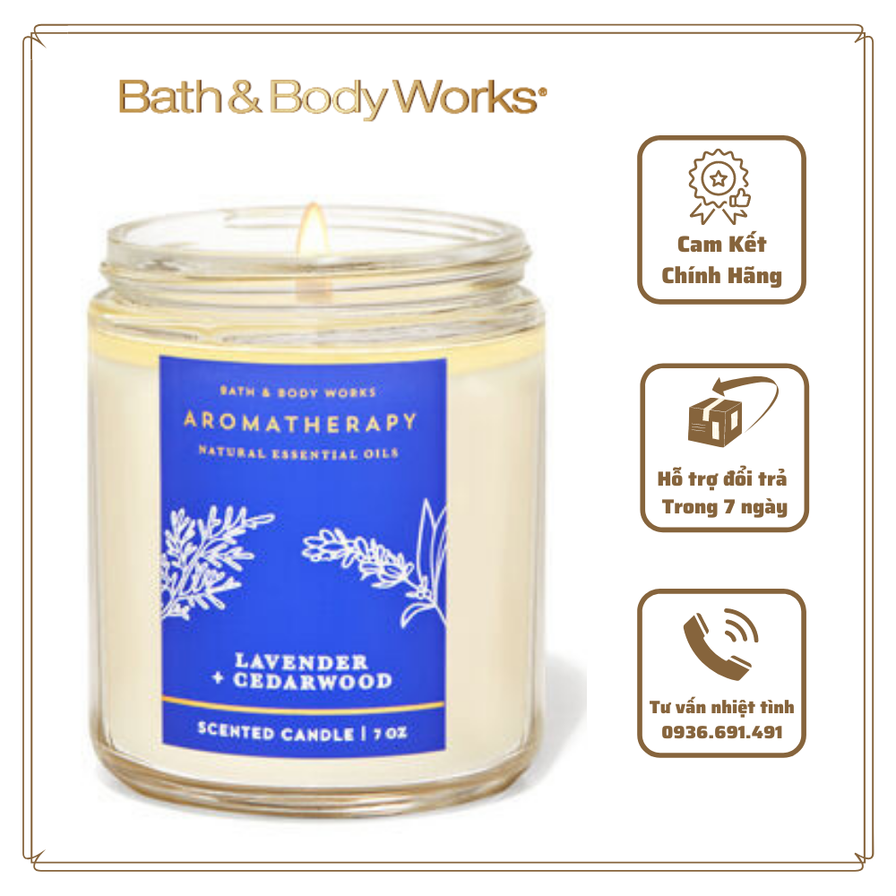 Nến thơm bath & body works lavender cedarwood 1bấc 198g