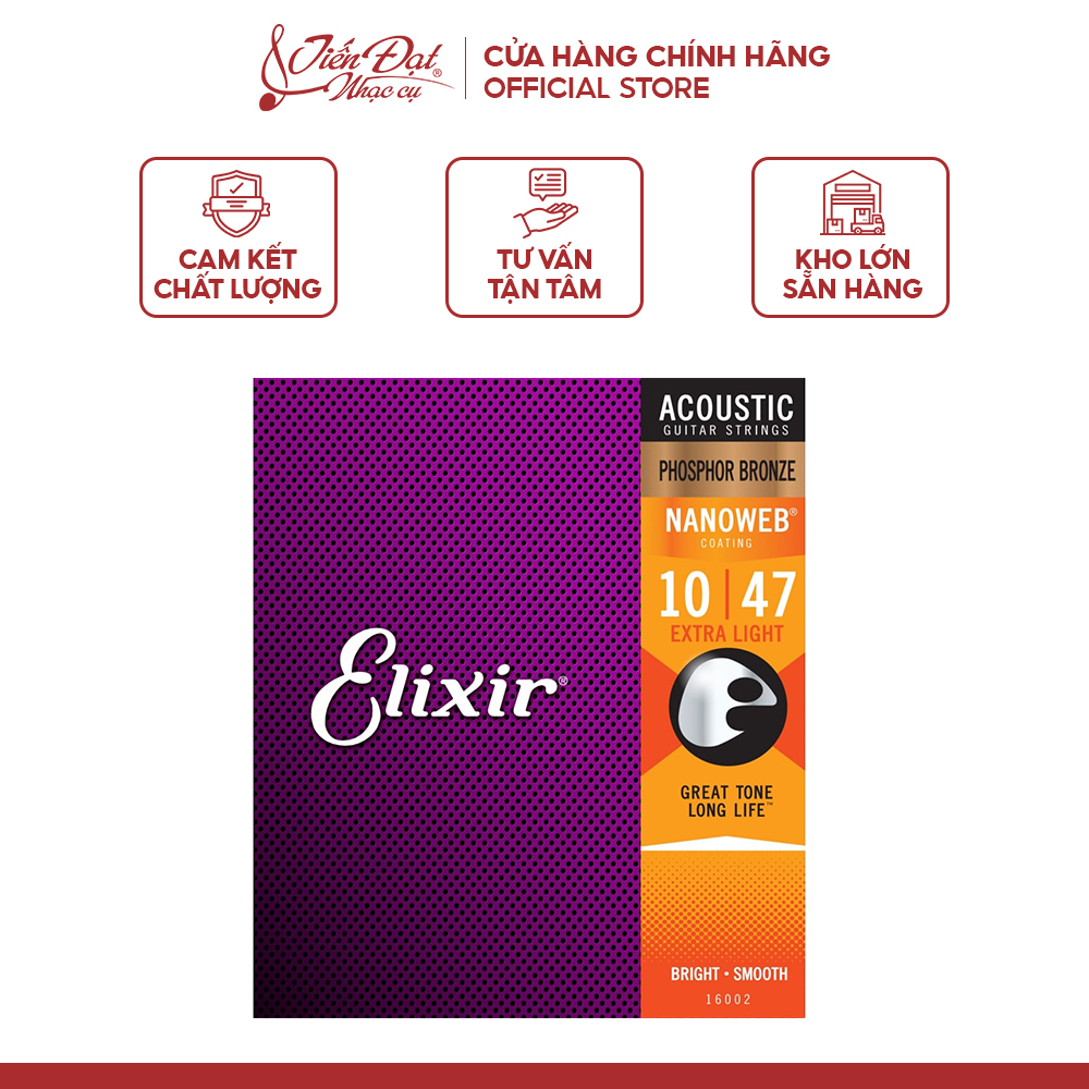 Dây Đàn Guitar Acoustic Elixir Cao Cấp | Chất Âm Đỉnh | ELIXR 10-16002, ELIXIR 11-16027, ELIXIR 12-16052