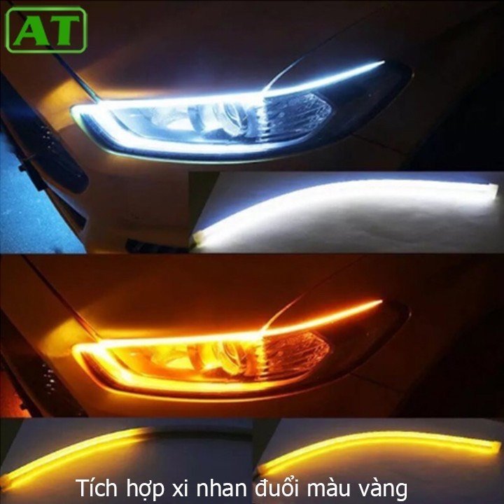 Bộ 2 Đèn Mí dài 60cm Led Silicon Cho Ô Tô, Xe Máy - Dải Đèn Xi Nhan Chạy Đuổi