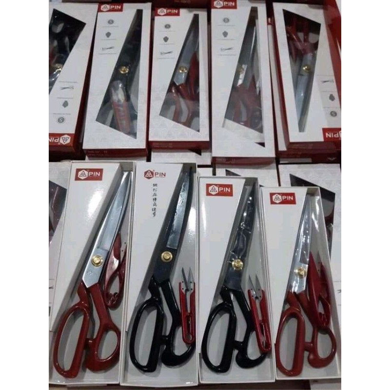 Kéo cắt vải Pin đỏ , đen 10",11",12" (Tặng kèm 1 kéo bấm nhỏ) được sử dụng trong ngành may mặc (GIÁ 1 CÁI)