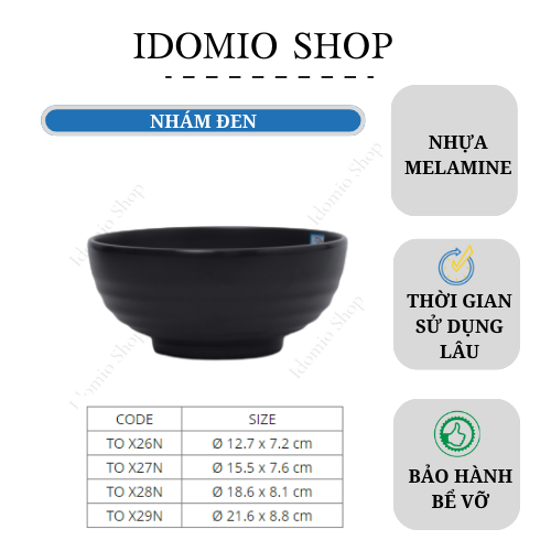 Tô Nhựa Melamine Đen Nhám