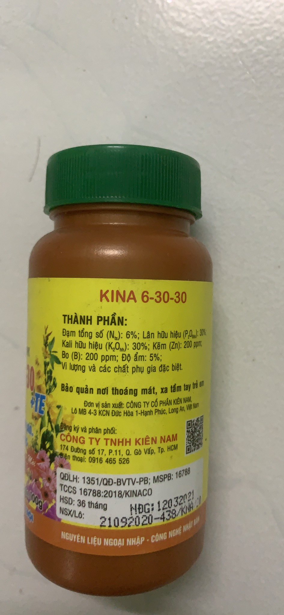 Phân bón lá NPK 6-30-30 KINA lọ 100gr