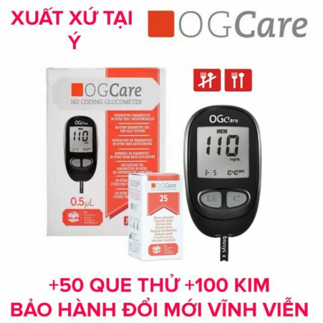 Combo sỉ: máy đo đường huyết ogcare của ý