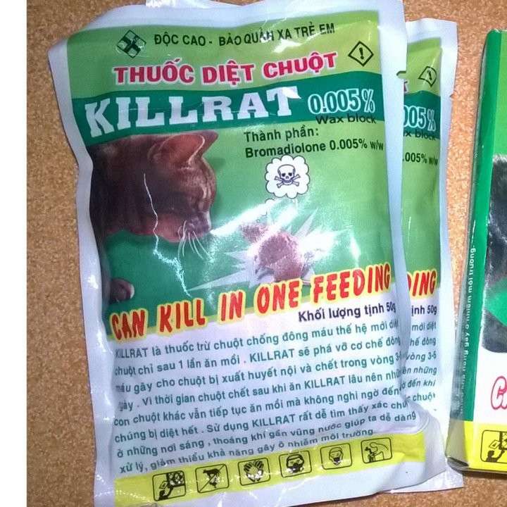 XẢ KHO - Thuốc diệt chuột  KILLRAT đã trộn sẵn ( Bán lẻ 1 gói 40 gram)