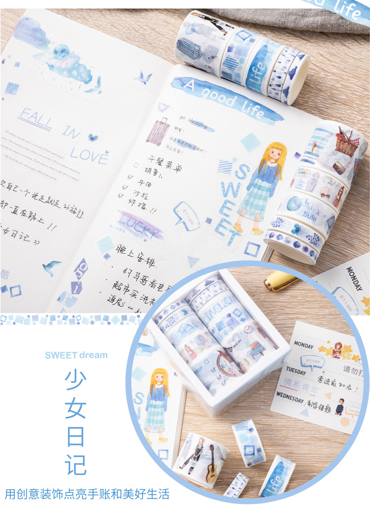 SET 10 CUỘN BĂNG DÍNH WASHI TRANG TRÍ