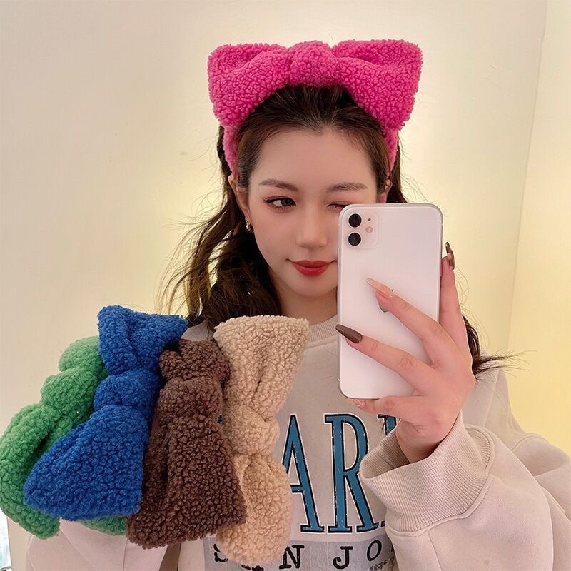 CC97 Cài tóc nữ băng đô bờm tóc nơ nhung xù dễ thương