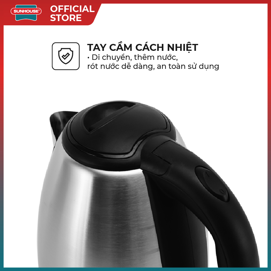 [ GIẢM 50K ] SHD1182 Ấm siêu tốc Inox Sunhouse 1.8L (Inox) , bình đun siêu tốc