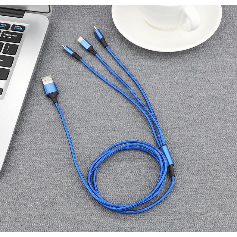 Cáp Sạc 3 Đầu Chống Rối Đứt Cho IPMicro-Type C