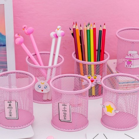 Ống cắm bút tròn lưới dễ thương