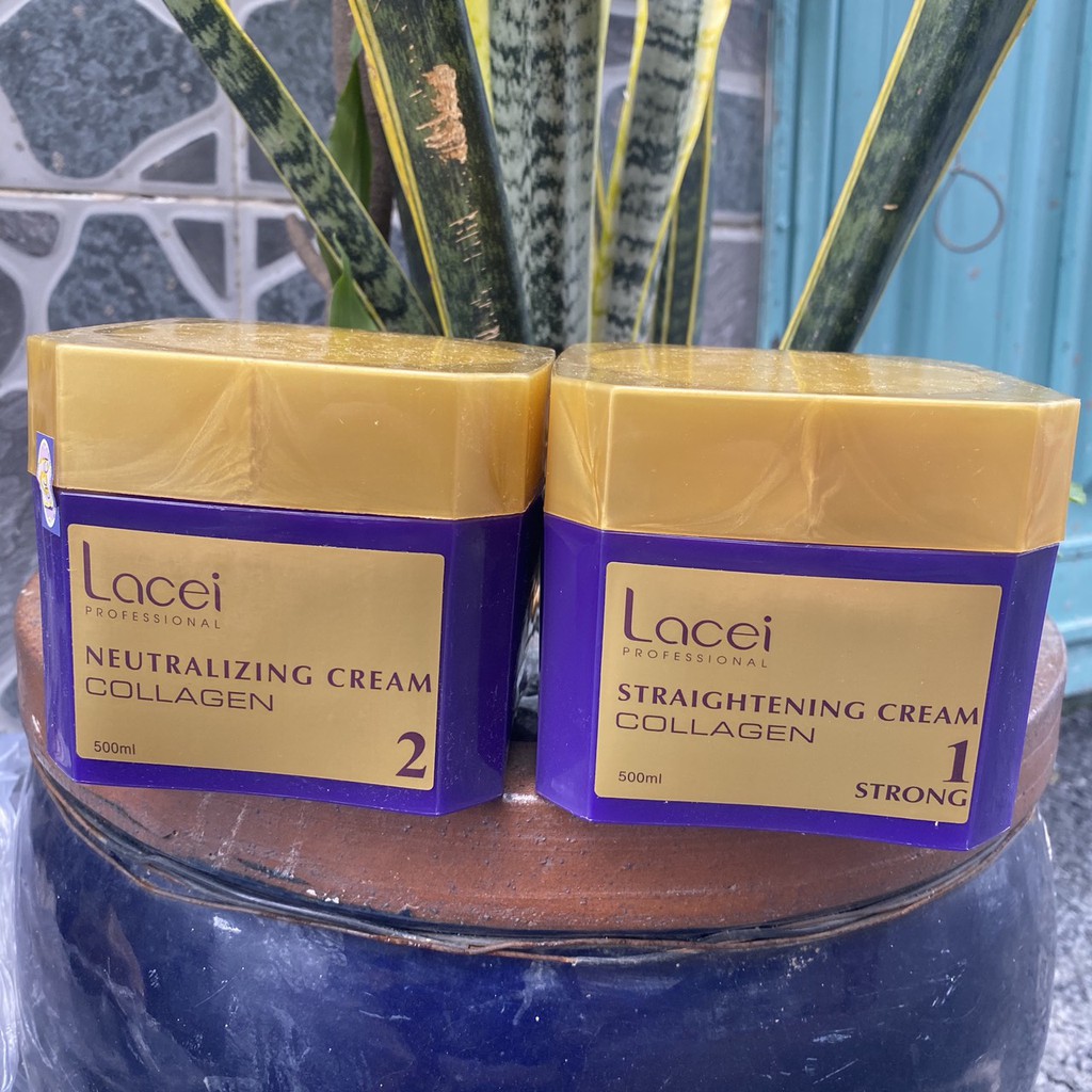 Thuốc duỗi tóc Collagen Lacei cao cấp siêu bóng mềm 500mlx2