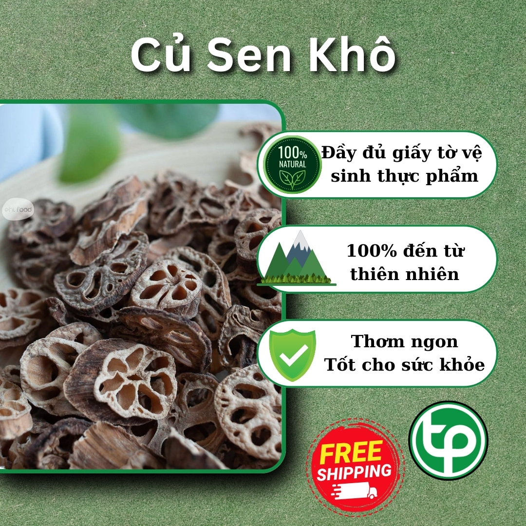 Củ sen sấy khô sắt lát 500g - Tấn Phát - Hàng Công Ty Chất Lượng Cao